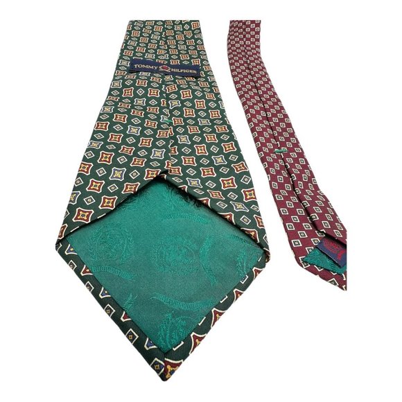Tommy Hilfiger 1 Pair Vintage Men’s Silk Ties USA Made Imported Fabric Multicolo - Picture 5 of 13